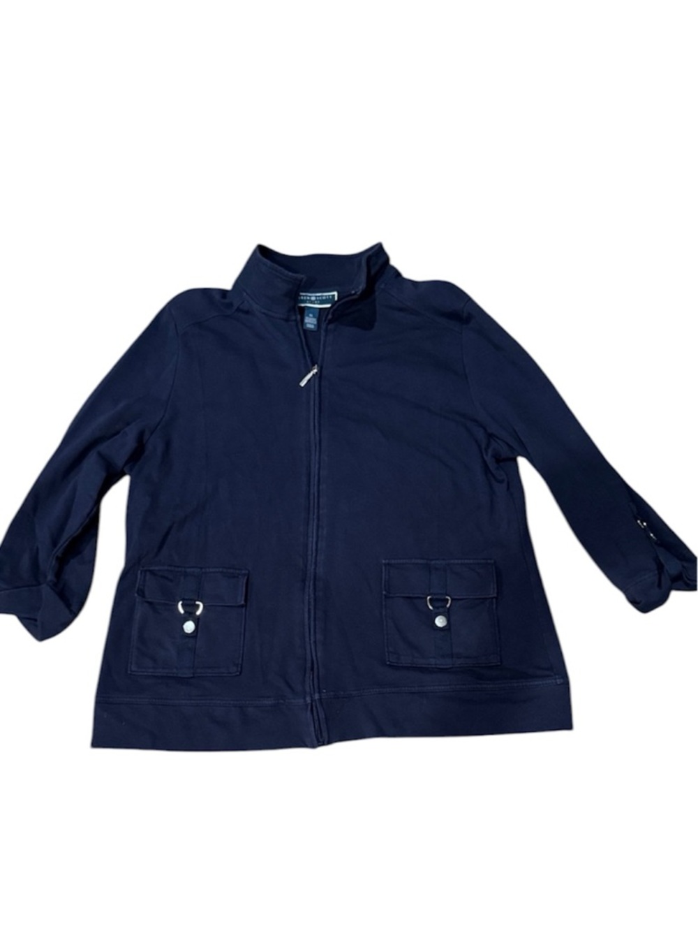 Karen Scott Navy Utility Jacket Zip Front Size XL Lightweight Casual Chic - Picture 2 of 6